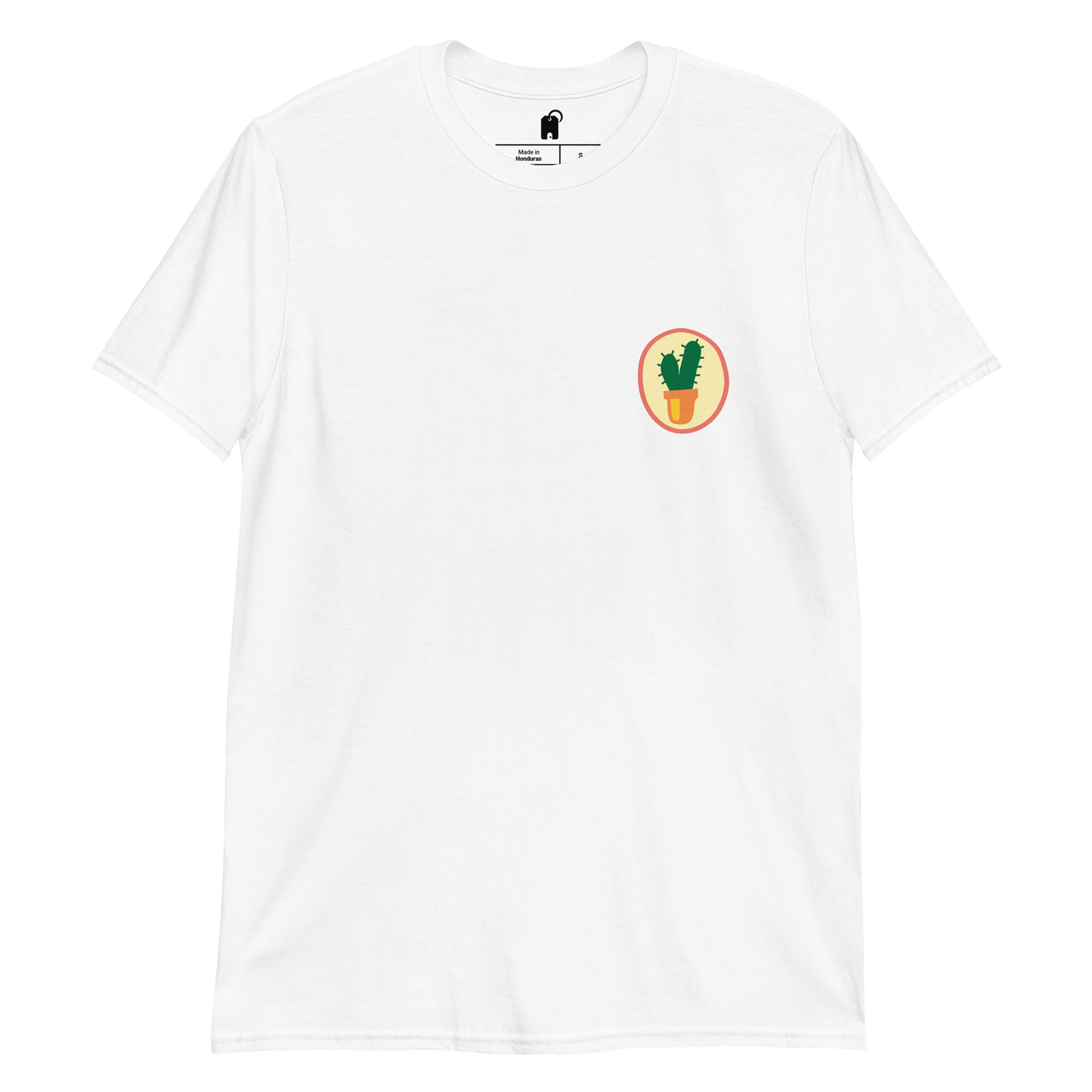 Desert Delight: Minimalist Cactus Left Chest T-Shirt with a Pop Art Twist